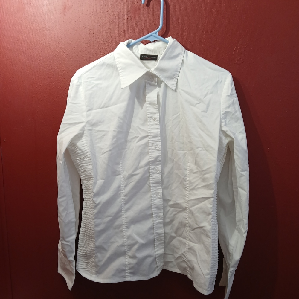 New York & Company Classic White Button Down Shirt